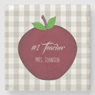 #1 Teacher Red Apple Drink Coaster