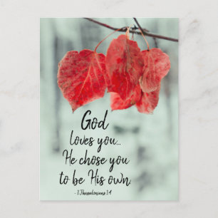 1 Thessalonians 1:4 God loves you...He chose you, Postcard