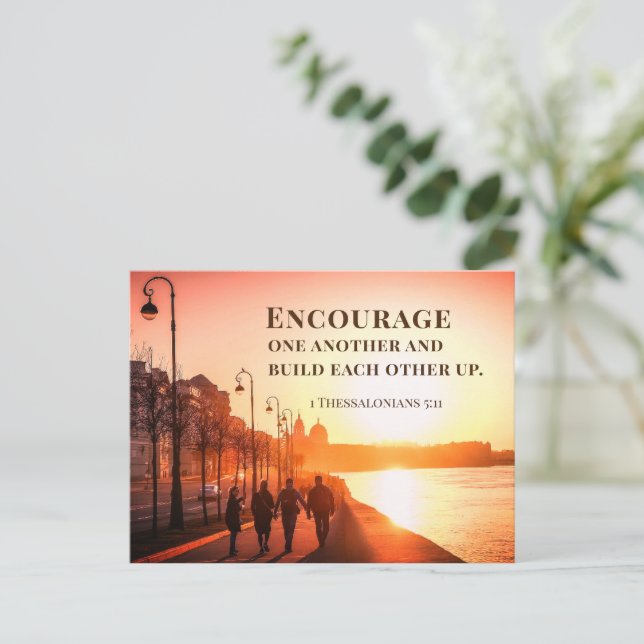 1 Thessalonians 5:11 Encourage One Another Bible  Postcard (Standing Front)