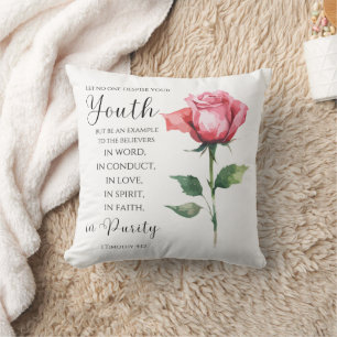 1 Timothy 4:12 - Youth Bible Verse Flower Cushion