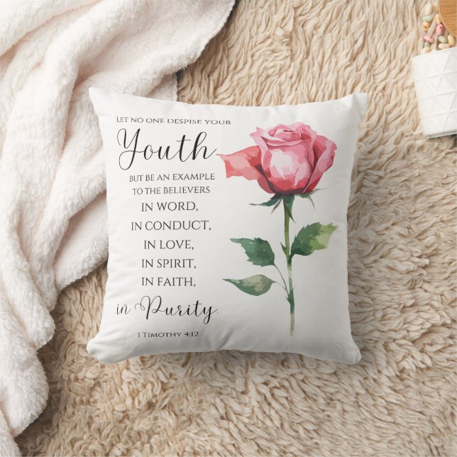1 Timothy 4:12 - Youth Bible Verse Flower Cushion (Blanket)