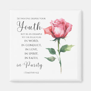 1 Timothy 4:12 - Youth Bible Verse Flower Magnet