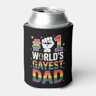 #1 World's Gayest Dad Funny Father's Day LGBT  Can Cooler