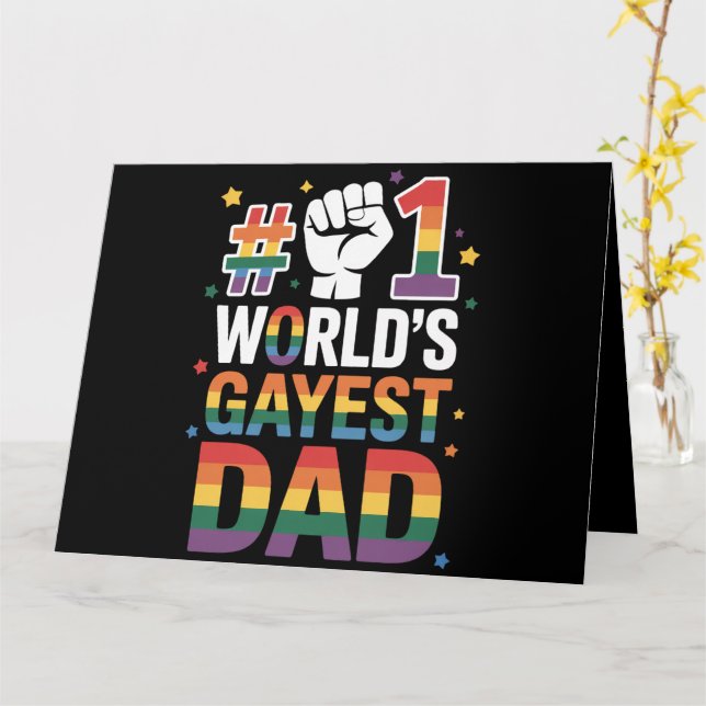 #1 World's Gayest Dad Funny Father's Day LGBT  Card (Yellow Flower)