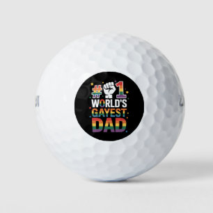 #1 World's Gayest Dad Funny Father's Day LGBT Golf Balls