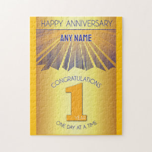 1 Year AA 12 Step Anniversary Personalized Jigsaw Puzzle