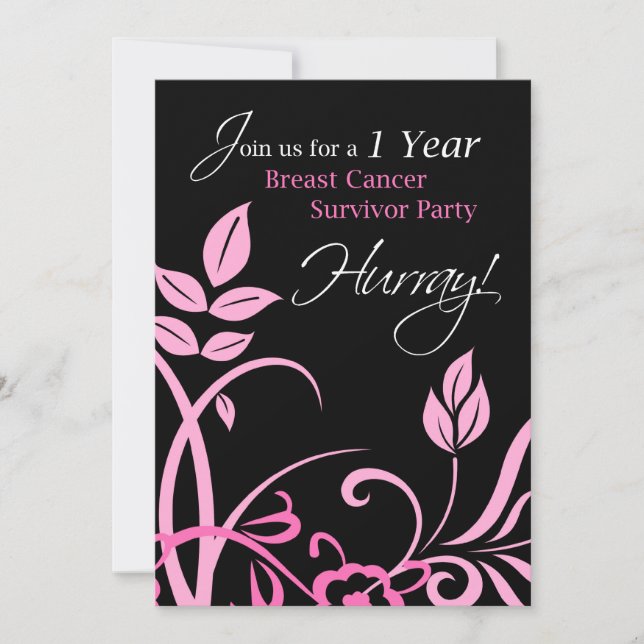 1 Year Breast Cancer Survivor Party Invitation (Front)