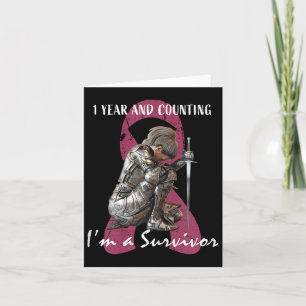 1 Year Cancer Free Pink Breast Cancer Survivor Gif Card