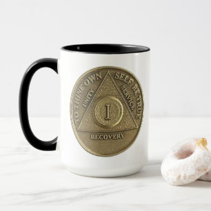 1 Year CUSTOM NAME Sober Coin Anniversary Mug