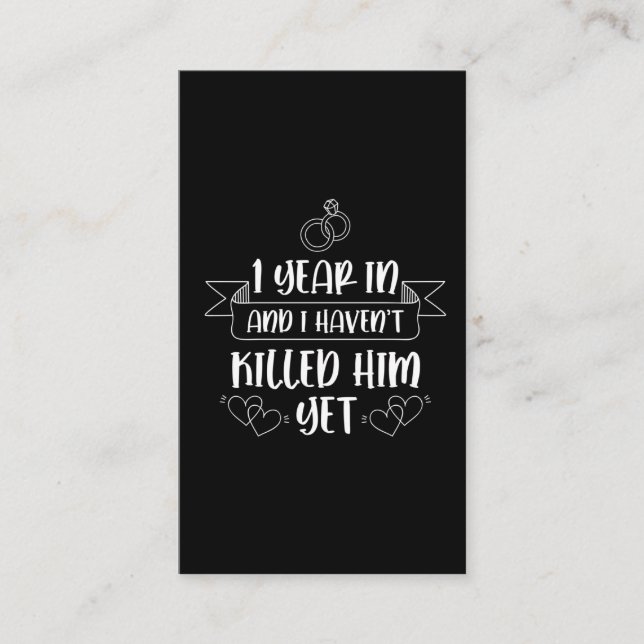 1 Year Husband Wife 1st Wedding Anniversary Business Card (Front)