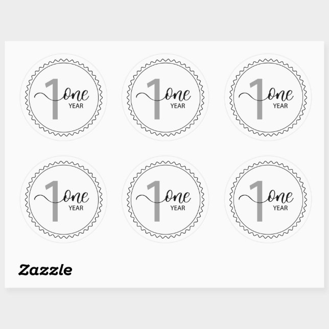 1 Year Milestone  Classic Round Sticker (Sheet)