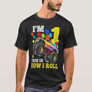 1 Year Old 1st Birthday Boy Monster Truck Car T-Shirt