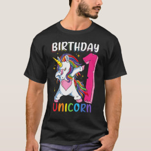1 Year Old Baby Girl Dabbing Unicorn 1st Birthday T-Shirt