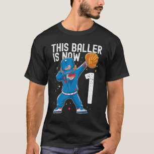 1 Year Old Baseball Birthday 1st Baller Player Tod T-Shirt