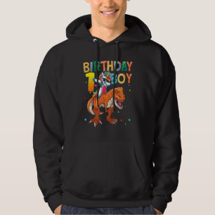 1 Year Old Birthday Boy Dabbing Unicorn Riding Din Hoodie