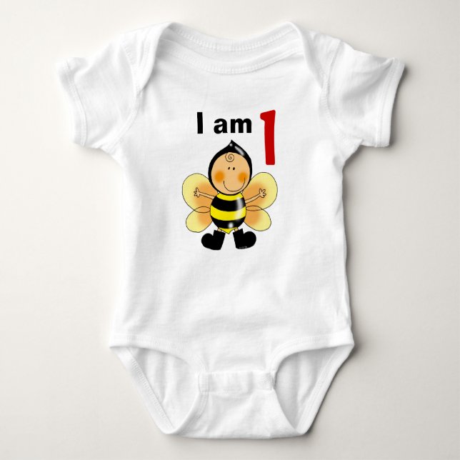 1 year old birthday boy/girl gift (bumble bee) baby bodysuit (Front)
