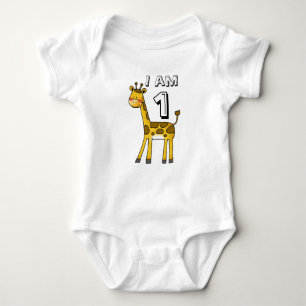 1 year old birthday boy/girl (giraffe) baby bodysuit