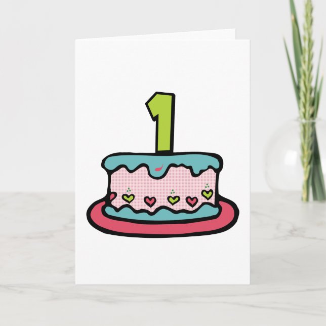 1 Year Old Birthday Cake Card (Front)