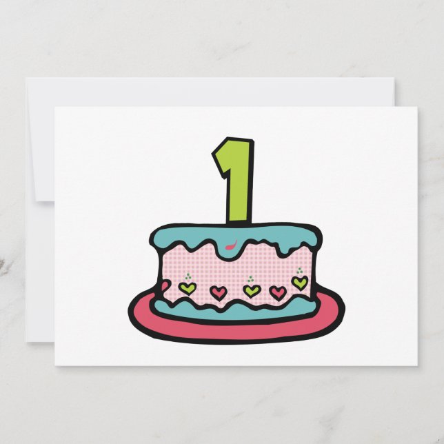 1 Year Old Birthday Cake Card (Front)