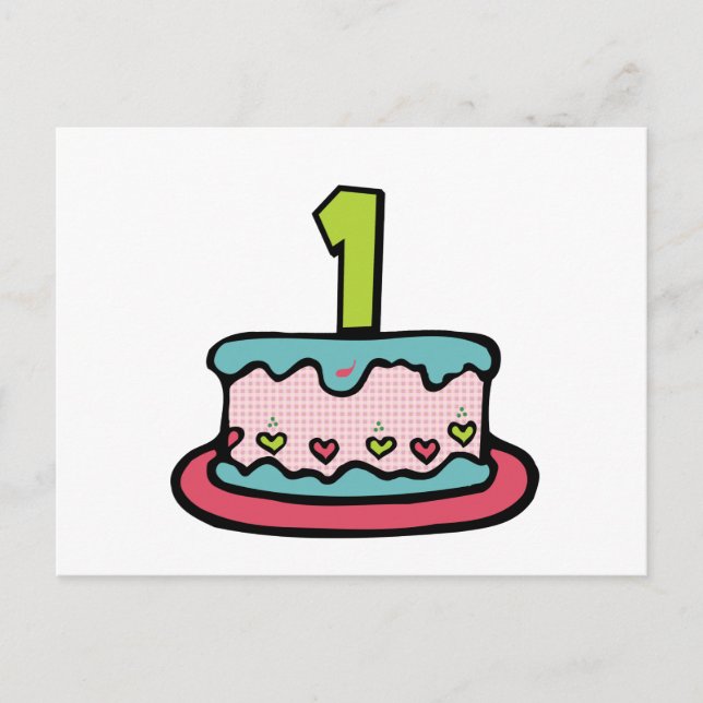 1 Year Old Birthday Cake Postcard (Front)