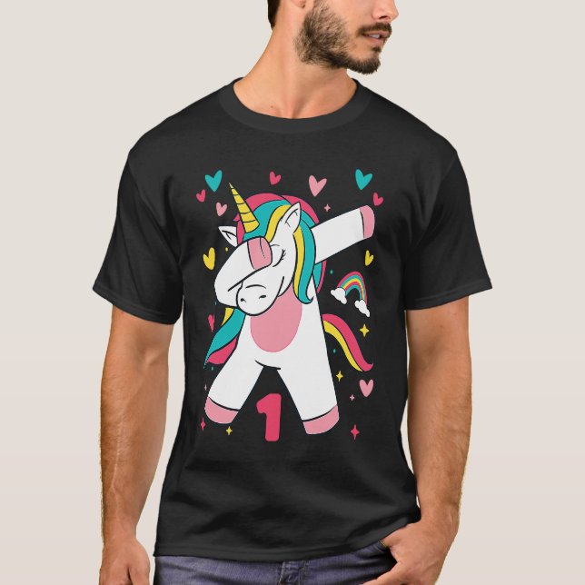 1 Year Old  Girls Teens Dabbing Unicorn 1th Birthd T-Shirt (Front)