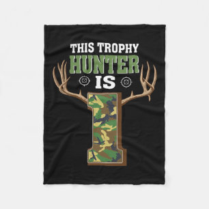 1 Year Old Hunting 1st Birthday Party Deer Hunter Fleece Blanket