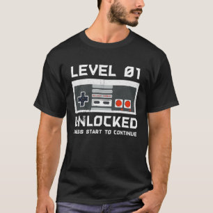 1 Year Old One Birthday Level 1 Unlocked Gamer T-Shirt