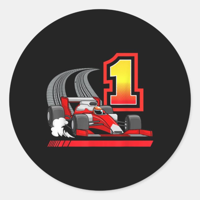 1 Year Old Toddler Boy Formula Race Car 1st Classic Round Sticker (Front)