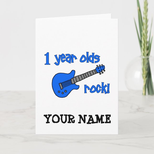 1 year olds rock! Personalised Baby's 1st Birthday Card (Front)