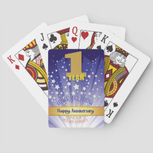 1 Year Recovery Anniversary Bold Numeral Playing Cards