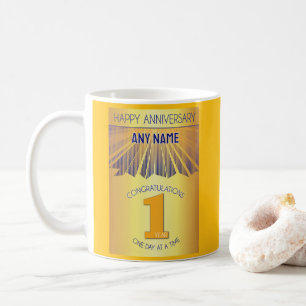 1 Year Sober Anniversary Golden Ray 12 Step Coffee Mug