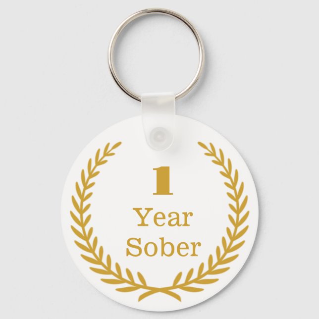 1 Year Sober Keepsake, Custom Date Soberversary  Key Ring (Front)