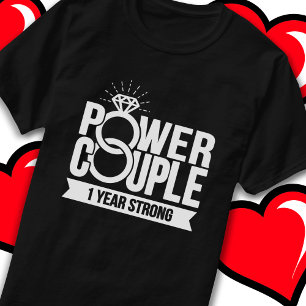 1 Year Strong Power Couple Cute 1st Anniversary T-Shirt