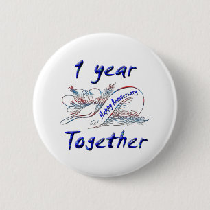1 Year Together 6 Cm Round Badge