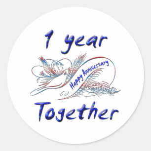 1 Year Together Classic Round Sticker