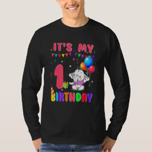 1 Years Old 1rd Birthday Elephants Boys Awesome Si T-Shirt