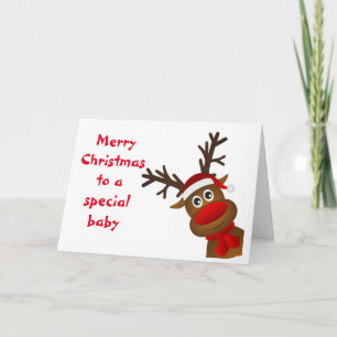 "1 YR OLD'S" CHRISTMAS CARD WITH SANTA/CAROLERS