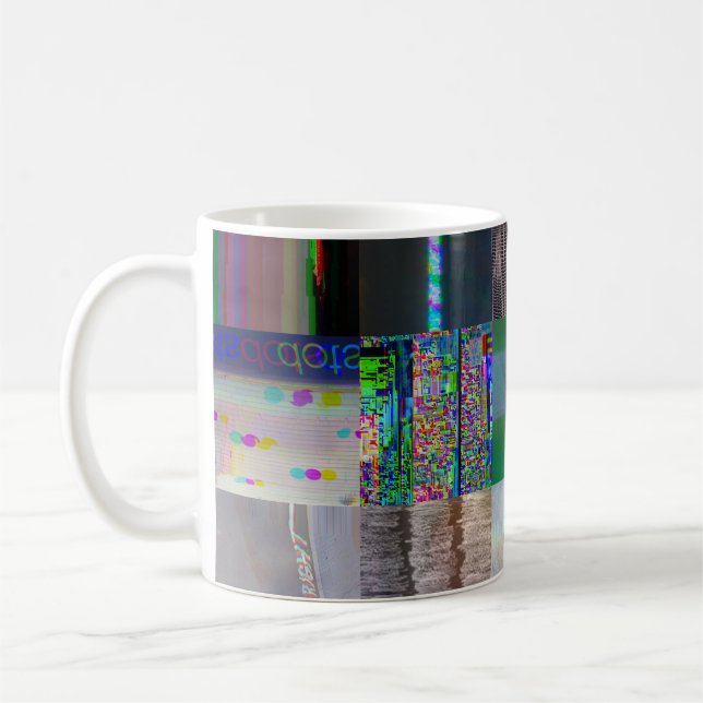 1C9984DA Glitch Art Digital Distortion Vaporwave Coffee Mug (Left)