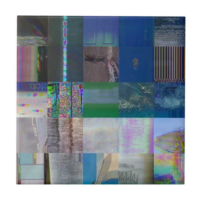 1C9984DA Glitch Art Digital Distortion Vaporwave Tile (Front)