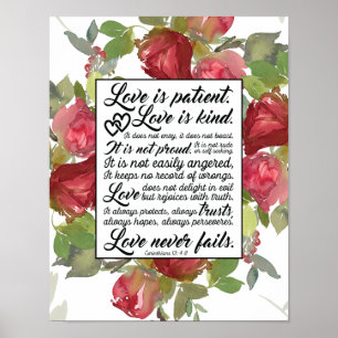 1Corinthians 13:4-8 Love is Patient Love is Kind Poster
