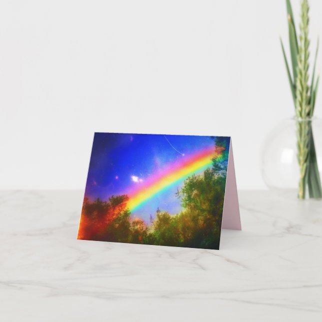 1COSMIC RAINBOW SMALL GREETING CARD (Front)