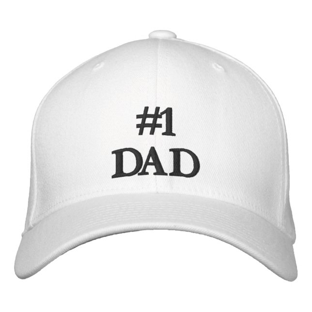 #1Dad white black custom text cute modern Embroidered Hat (Front)