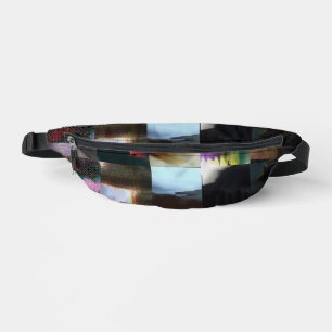1FB1F9F4 Cyberpunk Glitch Art Mosaic Abstract Bum Bags