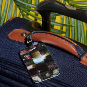 1FB1F9F4 Cyberpunk Glitch Art Mosaic Abstract Luggage Tag
