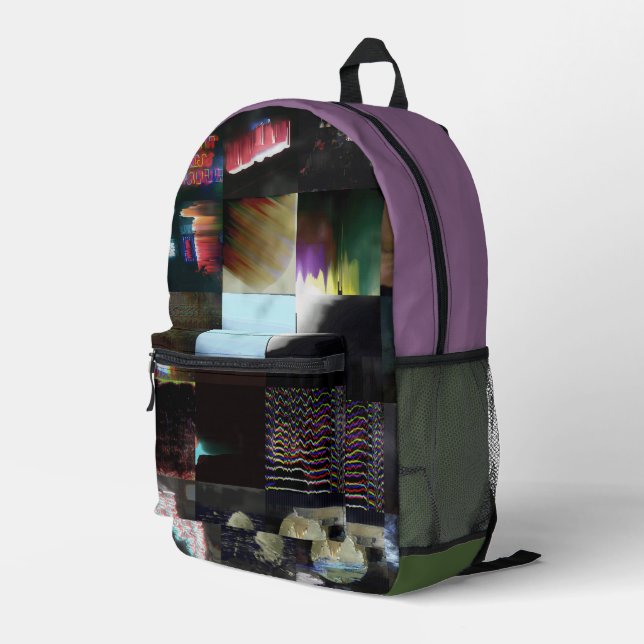 1FB1F9F4 Cyberpunk Glitch Art Mosaic Abstract Printed Backpack (Back Corner Right)