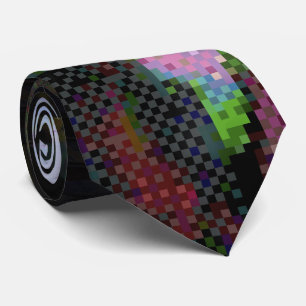 1FB1F9F4 Cyberpunk Glitch Art Mosaic Abstract Tie