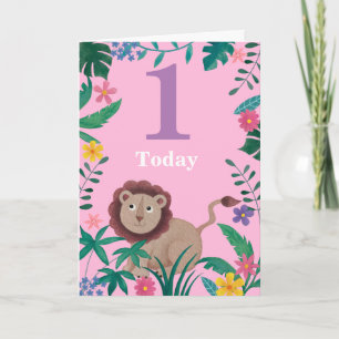 1mr. Birthday floral Little Jungle Lion Card