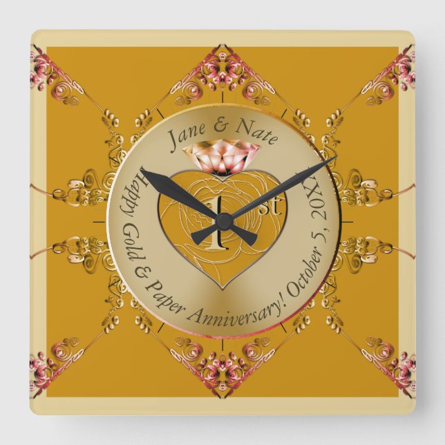 1st/50th Golden Ochre Wall Clock (Front)