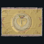 1st/50th Wedding Anniversary Golden Throw Blanket<br><div class="desc">Alas, a gorgeous pouf for HER to honour your 1st or 50th wedding anniversary with a heart emblem and medallion text, how special is that?! Golden ochre with ornate heart graphics, for a touch of the romantic. If you wish for any customisation or illustration made just for you, just message...</div>