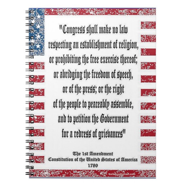 1st Amendment Spiral Notebook (Front)